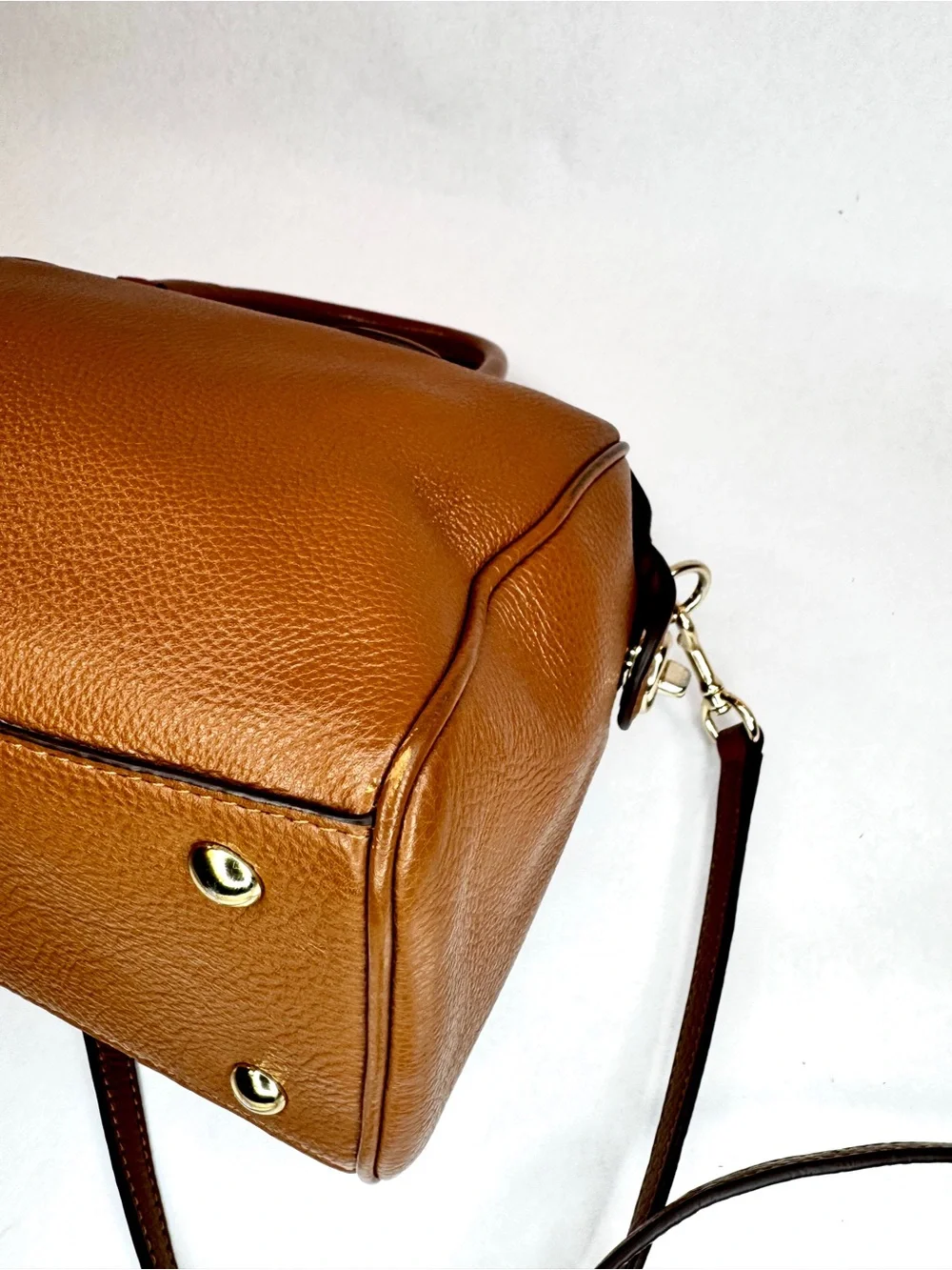 Coach Mini Bennett Satchel F36677 Pebbled Leather Saddle Brown Crossbody Bag